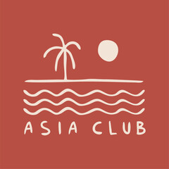 Naklejka premium Exploring Surfing with a Japanese Twist Groovy Asia T-Shirt Design