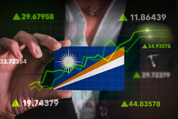 Graph growing up in Front Of Marshall Islands Flag. business state growing up concept
