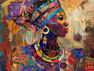 African Tribal Matriarch vibrant patterns