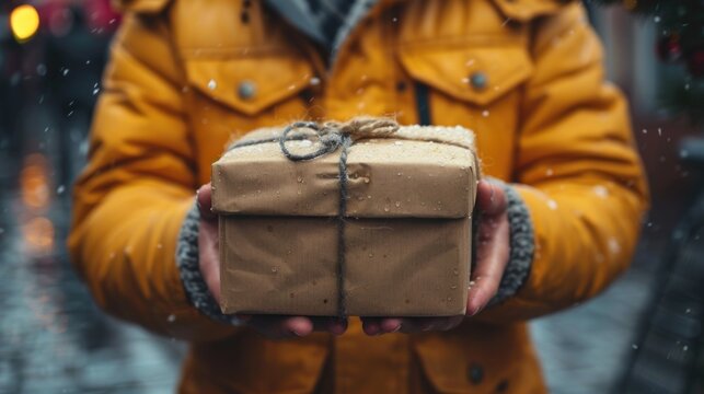 A package is handed over with care, symbolizing the culmination of trust and reliability in every delivery.