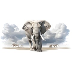 elephant in the desert on white background