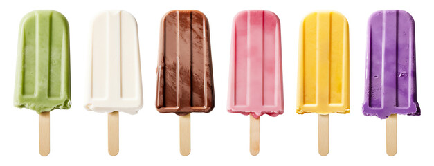 Colorful Assorted Popsicles on White Background