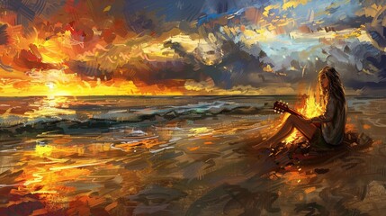 Beach bonfire serenade expressionism