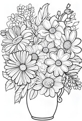 Fototapeta premium Coloring book for children flower bouquet cartoon style