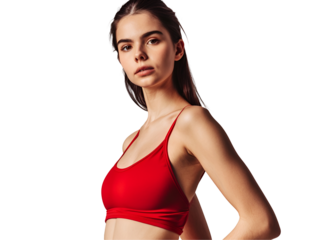 Young Woman in Red Swimsuit