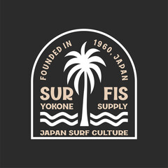 Naklejka premium Exploring Surfing with a Japanese Twist Groovy Asia T-Shirt Design