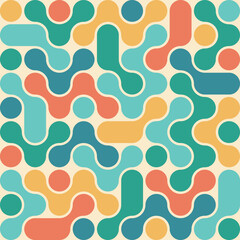 Colorful retro round puzzle pattern design