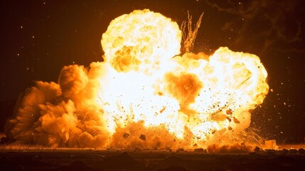 Dramatic explosion in the air, the result of an intercepted nuclear missile by defense forces