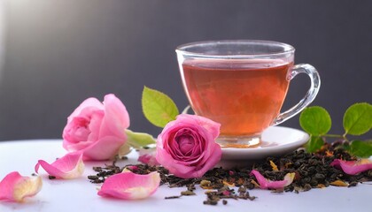 cup of tea with flowers