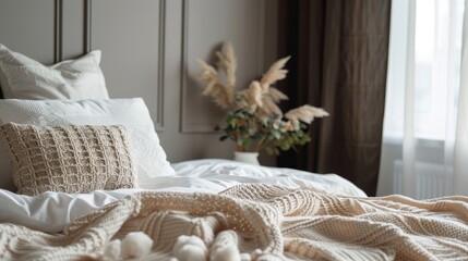 Double bed with a welcoming spread of white pillows and a cozy blanket, a haven of rest