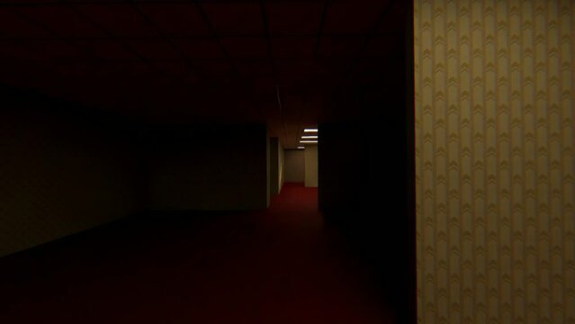 alone in the backrooms liminal space 3d render	
