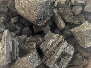 Black Charcoal in close up perspective 