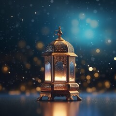 Eid mubarak and ramadan kareem greetings with islamic lantern and mosque. Eid al fitr background