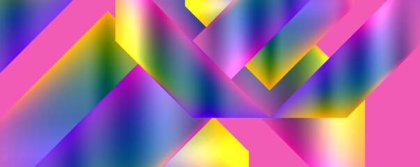 A computergenerated image depicting a colorful geometric pattern with triangles in shades of purple, magenta, and electric blue on a pink background, showcasing symmetry and creativity in the arts