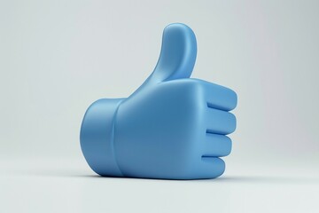 a blue thumbs up sign on a white background