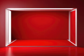 Abstract red studio background for product presentation. Backdrop with shadows of window for display product.