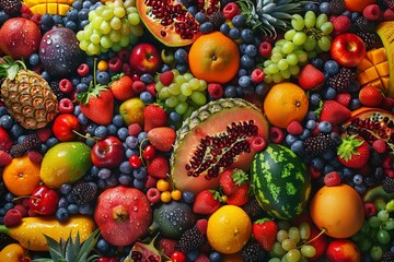 a bunch of different fruits and vegetables together