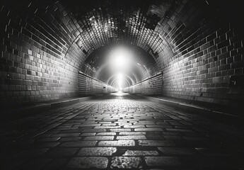 Empty tunnel, light at the end - obrazy, fototapety, plakaty