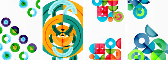 An array of vibrant circles, resembling a modern art painting, is displayed on a white background. The patterns and colors create a visually appealing illustration