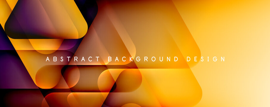 A human body with hand gesture, arm, eye, and leg silhouettes on a yellow and purple abstract background with triangles and circles