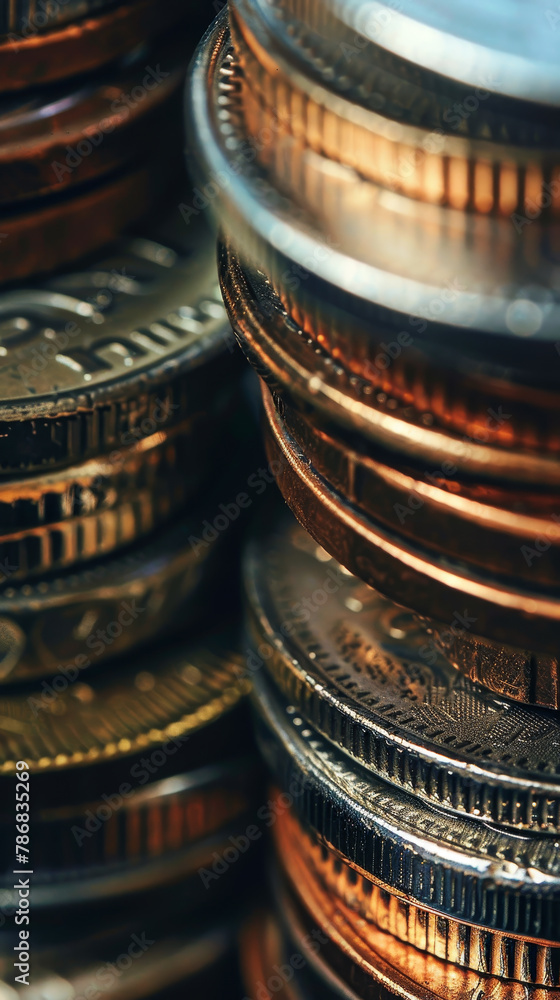 Poster a stack of coins with different colors and sizes