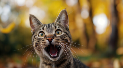 Cute tabby cat meowing 