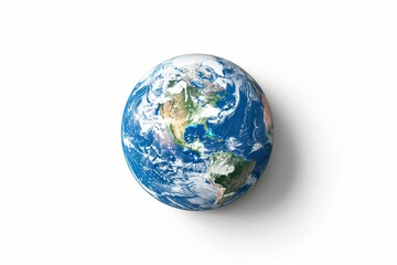 Fototapeta premium A minimal and timeless design of the world on a tshirt, capturing the beauty of the earth in full length against an isolated white background, 