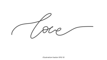 Love Handwritten ink lettering , Vector calligraphy and lettering illustration isolated on a white background ,Vector illustration EPS 10