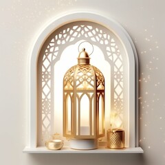 Eid mubarak and ramadan kareem greetings with islamic lantern and mosque. Eid al fitr background