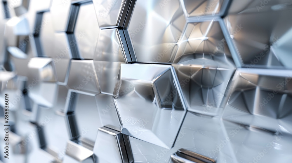 Poster a close up of a silver hexagonal pattern