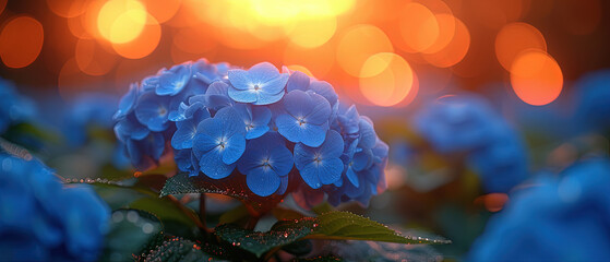 a blue flower with a yellow background
