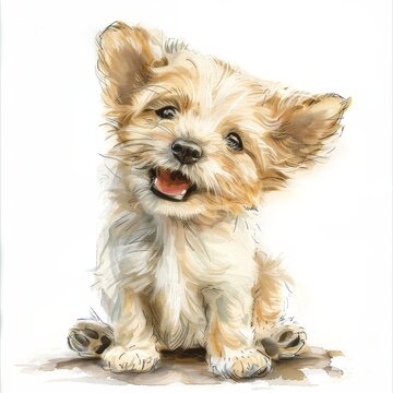 A cute watercolor painting of a puppy.