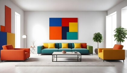 modern living room with colorful furniture