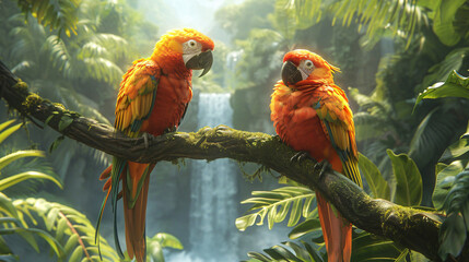 A view of two beautiful and colourful tropical