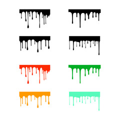 Black dripping oil stain, liquid drips or paint current vector ink silhouettes template