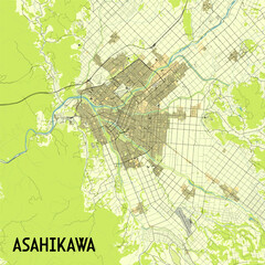Asahikawa Japan map poster art