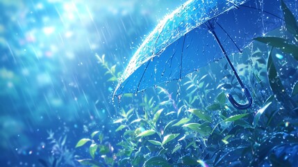 一本の傘と雨のテクスチャー3 - obrazy, fototapety, plakaty