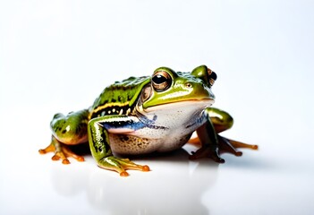 Naklejka premium Close-up of a frog with large eyes sitting against a white background