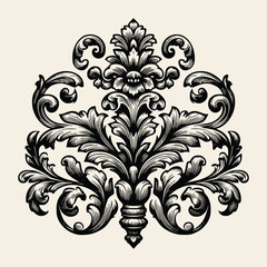 hand drawn Vintage baroque ornament frame leaf scroll floral engraving border retro pattern antique style swirl decorative design vector illustration