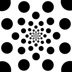 Black and white abstract geometric, circle dot pattern shape