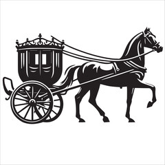 Four Wheeled Horse Carriage vector illustration