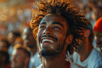 Fans in a frenzy, chanting and celebrating victory at a sports match - obrazy, fototapety, plakaty