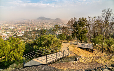 Fototapeta na wymiar Volcanic ridge in Mexico City as seen from Cerro de la Estrella National Park in Mexico