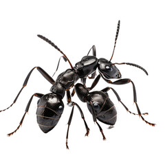 Black ants on a transparent background