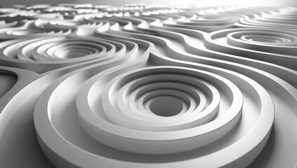 3d render of abstract background with white spiral shapes. Created with Ai