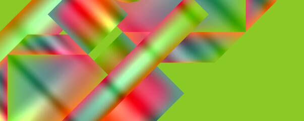 Vibrant colorfulness and symmetry create a mesmerizing pattern of triangles in shades of magenta and electric blue on a green background, resembling abstract macro photography art