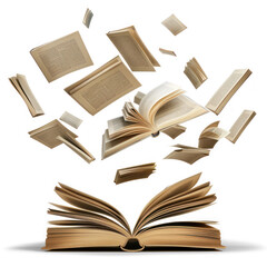 floating book open on transparency background PNG

