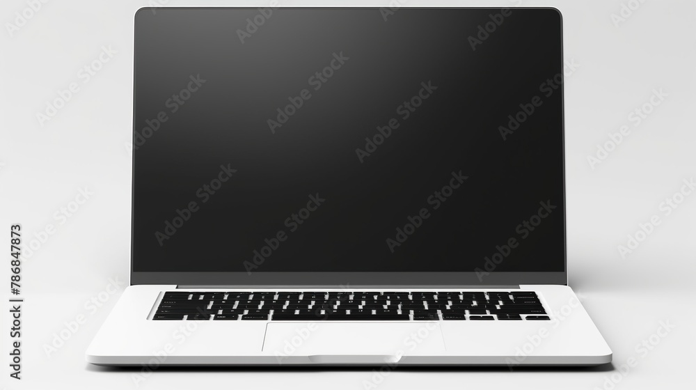 Poster Laptop computer with blank screen mockup isolated on white background.