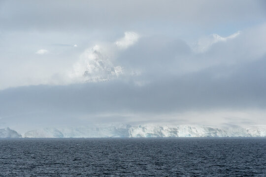 Icebergs and Glaciers align the coast of the Antarctic peninsula, and its many islands. Image taken near Brabant island