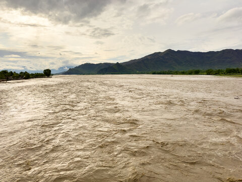 Flood in river swat after heavy raining in the valley